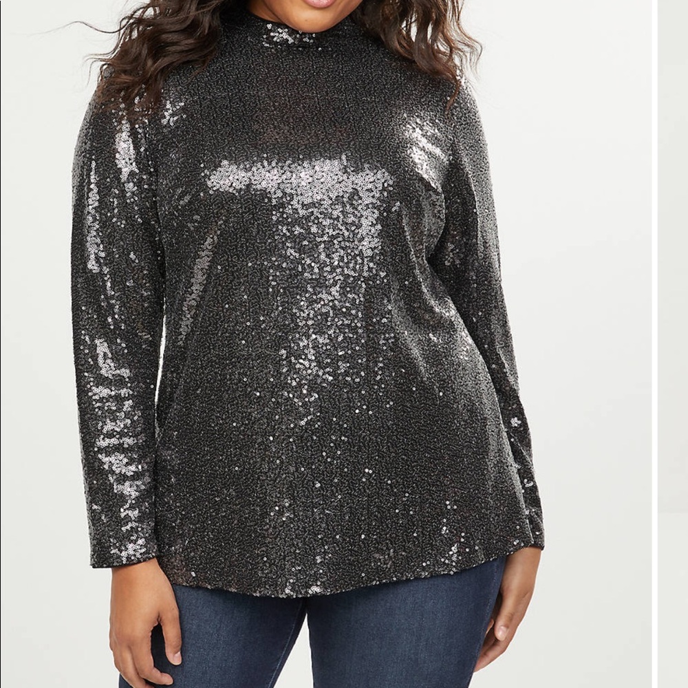 Sequin Mock-Neck Top